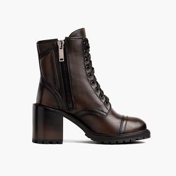 Dámské Vysoké Podpatky Thursday Boots Boots Rebel Læder Hnědé | CZ417CZL