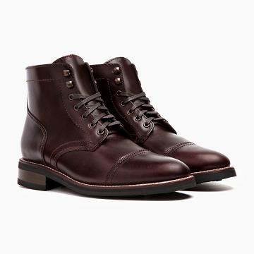 Pánské Šněrovací Boty Thursday Boots Captain Læder Vínové | CZ73KOR