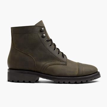 Pánské Šněrovací Boty Thursday Boots Captain Læder Olivy Zelené | CZ74JPQ