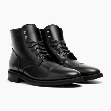 Pánské Šněrovací Boty Thursday Boots Captain Læder Černé | CZ75HAP